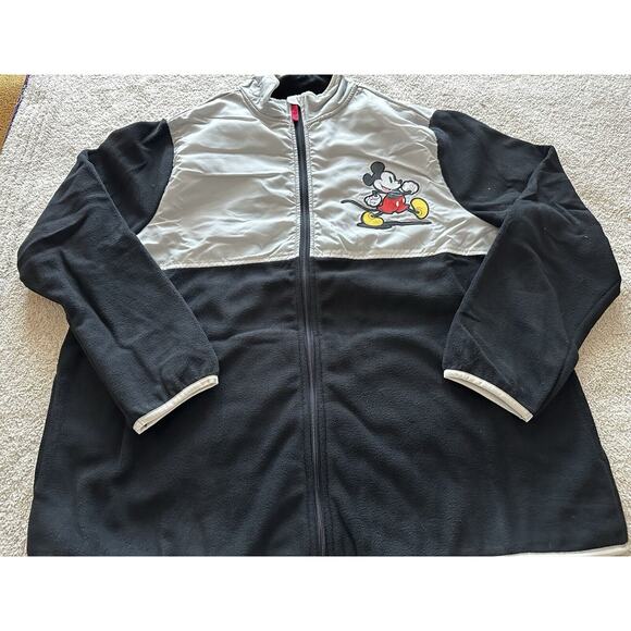 Mickey Mouse Fleece Jacket Black and White Color Block Size XL Disney Parks - Picture 1 of 6